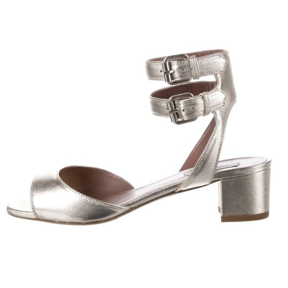 Tabitha Simmons Aimee Champagne Leather Sandals - Picture 1 of 5